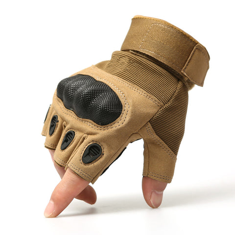 Tactical Outdoor Carbon Knuckle Fingerless Gloves